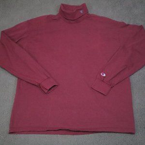 Vintage Champion Pullover Sweatshirt Mens XL Red Turtle Neck Long Sleeve Cotton